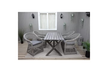 Utendørs møbelgruppe 150 cm bord & 4 Merida grå stoler Grå - Grå - Hagemøbler & utemiljø - Hagegruppe - Spisegrupper hage