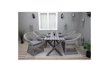 Utendørs møbelgruppe 150 cm bord & 4 Merida grå stoler Grå - Grå - Hagemøbler & utemiljø - Hagegruppe - Spisegrupper hage