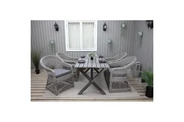 Utendørs møbelgruppe 150 cm bord & 4 Merida grå stoler Grå - Grå - Hagemøbler & utemiljø - Hagegruppe - Spisegrupper hage