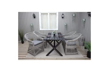 Utendørs møbelgruppe 150 cm bord & 4 Merida grå stoler Svart - Svart - Hagemøbler & utemiljø - Hagegruppe - Spisegrupper hage