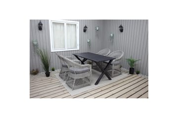 Utendørs møbelgruppe 150 cm bord & 4 Merida grå stoler Svart - Svart - Hagemøbler & utemiljø - Hagegruppe - Spisegrupper hage