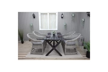 Utendørs møbelgruppe 150 cm bord & 4 Merida grå stoler Svart - Svart - Hagemøbler & utemiljø - Hagegruppe - Spisegrupper hage