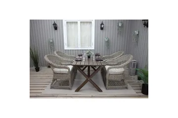 Utendørs møbelgruppe 150 cm bord & 4 Merida naturlig stoler Brun - Brun - Hagemøbler & utemiljø - Hagegruppe - Spisegrupper hage