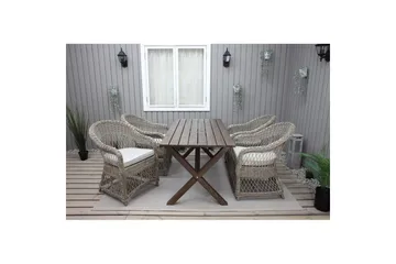 Utendørs møbelgruppe 150 cm bord & 4 Merida naturlig stoler Brun - Brun - Hagemøbler & utemiljø - Hagegruppe - Spisegrupper hage