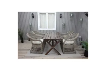 Utendørs møbelgruppe 150 cm bord & 4 Merida naturlig stoler Brun - Brun - Hagemøbler & utemiljø - Hagegruppe - Spisegrupper hage