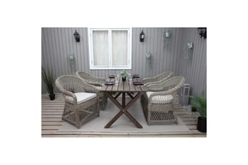 Utendørs møbelgruppe 150 cm bord & 4 Merida naturlig stoler Brun - Brun - Hagemøbler & utemiljø - Hagegruppe - Spisegrupper hage