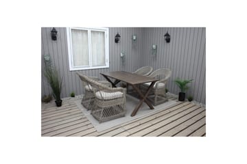 Utendørs møbelgruppe 150 cm bord & 4 Merida naturlig stoler Brun - Brun - Hagemøbler & utemiljø - Hagegruppe - Spisegrupper hage