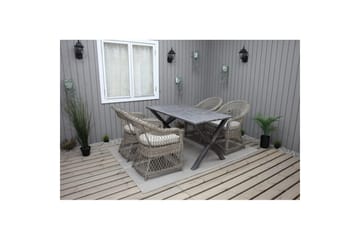 Utendørs møbelgruppe 150 cm bord & 4 Merida naturlig stoler Grå - Grå - Hagemøbler & utemiljø - Hagegruppe - Spisegrupper hage