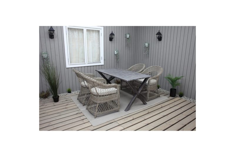 Utendørs møbelgruppe 150 cm bord & 4 Merida naturlig stoler Grå - Grå - Hagemøbler & utemiljø - Hagegruppe - Spisegrupper hage