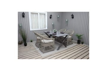 Utendørs møbelgruppe 150 cm bord & 4 Merida naturlig stoler Grå - Grå - Hagemøbler & utemiljø - Hagegruppe - Spisegrupper hage