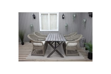 Utendørs møbelgruppe 150 cm bord & 4 Merida naturlig stoler Grå - Grå - Hagemøbler & utemiljø - Hagegruppe - Spisegrupper hage