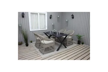 Utendørs møbelgruppe 150 cm bord & 4 Merida naturlig stoler Svart - Svart - Hagemøbler & utemiljø - Hagegruppe - Spisegrupper hage