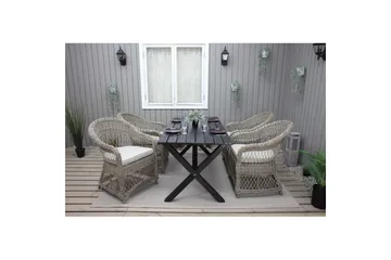 Utendørs møbelgruppe 150 cm bord & 4 Merida naturlig stoler Svart - Svart - Hagemøbler & utemiljø - Hagegruppe - Spisegrupper hage