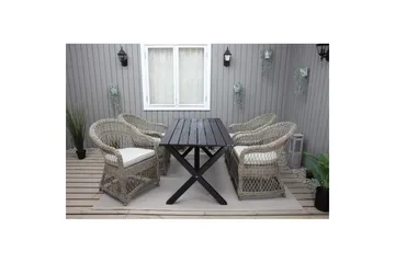 Utendørs møbelgruppe 150 cm bord & 4 Merida naturlig stoler Svart - Svart - Hagemøbler & utemiljø - Hagegruppe - Spisegrupper hage