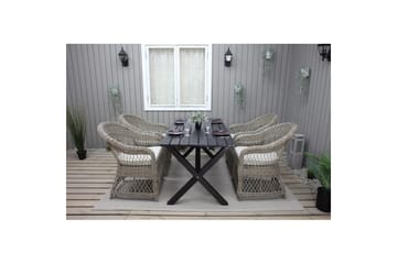 Utendørs møbelgruppe 150 cm bord & 4 Merida naturlig stoler Svart - Svart - Hagemøbler & utemiljø - Hagegruppe - Spisegrupper hage