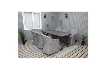 Utendørs møbelgruppe 190 cm Bord & 6 Belize grå stoler Brun - Brun - Hagemøbler & utemiljø - Hagegruppe - Spisegrupper hage