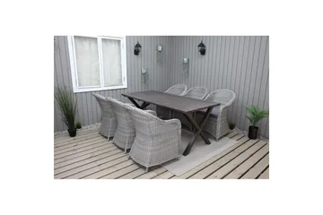 Utendørs møbelgruppe 190 cm Bord & 6 Belize grå stoler Brun - Brun - Hagemøbler & utemiljø - Hagegruppe - Spisegrupper hage