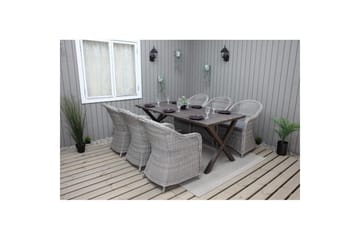 Utendørs møbelgruppe 190 cm Bord & 6 Belize grå stoler Brun - Brun - Hagemøbler & utemiljø - Hagegruppe - Spisegrupper hage