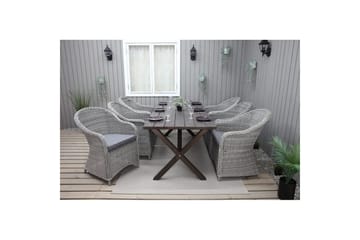 Utendørs møbelgruppe 190 cm Bord & 6 Belize grå stoler Brun - Brun - Hagemøbler & utemiljø - Hagegruppe - Spisegrupper hage