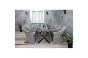 Utendørs møbelgruppe 190 cm Bord & 6 Belize grå stoler Brun - Brun - Hagemøbler & utemiljø - Hagegruppe - Spisegrupper hage