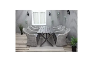 Utendørs møbelgruppe 190 cm Bord & 6 Belize grå stoler Grå - Grå - Hagemøbler & utemiljø - Hagegruppe - Spisegrupper hage
