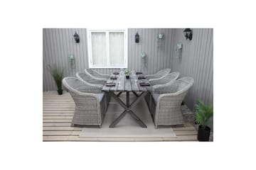 Utendørs møbelgruppe 190 cm Bord & 6 Belize grå stoler Grå - Grå - Hagemøbler & utemiljø - Hagegruppe - Spisegrupper hage