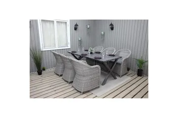 Utendørs møbelgruppe 190 cm Bord & 6 Belize grå stoler Grå - Grå - Hagemøbler & utemiljø - Hagegruppe - Spisegrupper hage