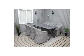 Utendørs møbelgruppe 190 cm Bord & 6 Belize grå stoler Grå