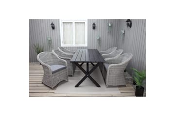 Utendørs møbelgruppe 190 cm Bord & 6 Belize grå stoler Svart - Svart - Hagemøbler & utemiljø - Hagegruppe - Spisegrupper hage