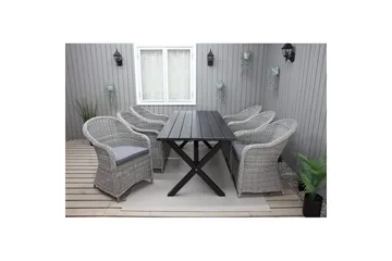 Utendørs møbelgruppe 190 cm Bord & 6 Belize grå stoler Svart - Svart - Hagemøbler & utemiljø - Hagegruppe - Spisegrupper hage