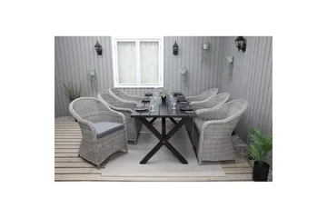 Utendørs møbelgruppe 190 cm Bord & 6 Belize grå stoler Svart - Svart - Hagemøbler & utemiljø - Hagegruppe - Spisegrupper hage