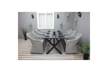 Utendørs møbelgruppe 190 cm Bord & 6 Belize grå stoler Svart - Svart - Hagemøbler & utemiljø - Hagegruppe - Spisegrupper hage