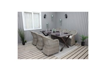 Utendørs møbelgruppe 190 cm Bord & 6 Belize naturlige stoler Brun - Brun - Hagemøbler & utemiljø - Hagegruppe - Spisegrupper hage