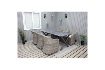 Utendørs møbelgruppe 190 cm Bord & 6 Belize naturlige stoler Grå - Grå - Hagemøbler & utemiljø - Hagegruppe - Spisegrupper hage