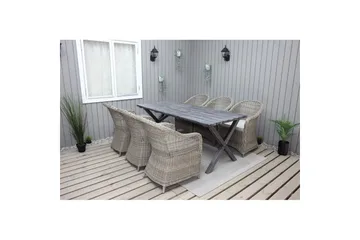 Utendørs møbelgruppe 190 cm Bord & 6 Belize naturlige stoler Grå - Grå - Hagemøbler & utemiljø - Hagegruppe - Spisegrupper hage