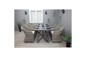 Utendørs møbelgruppe 190 cm Bord & 6 Belize naturlige stoler Grå - Grå - Hagemøbler & utemiljø - Hagegruppe - Spisegrupper hage