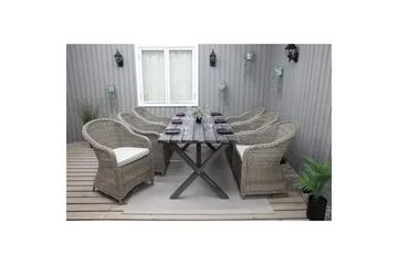 Utendørs møbelgruppe 190 cm Bord & 6 Belize naturlige stoler Grå - Grå - Hagemøbler & utemiljø - Hagegruppe - Spisegrupper hage