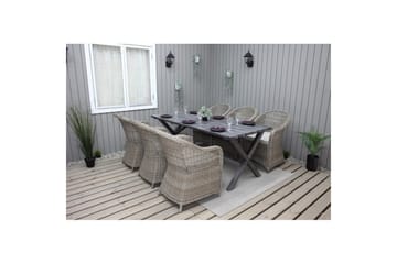 Utendørs møbelgruppe 190 cm Bord & 6 Belize naturlige stoler Grå - Grå - Hagemøbler & utemiljø - Hagegruppe - Spisegrupper hage