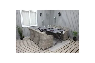 Utendørs møbelgruppe 190 cm Bord & 6 Belize naturlige stoler Grå - Grå - Hagemøbler & utemiljø - Hagegruppe - Spisegrupper hage