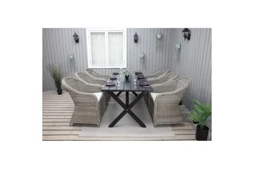 Utendørs møbelgruppe 190 cm Bord & 6 Belize naturlige stoler Svart - Svart - Hagemøbler & utemiljø - Hagegruppe - Spisegrupper hage