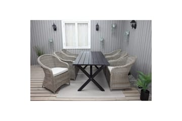 Utendørs møbelgruppe 190 cm Bord & 6 Belize naturlige stoler Svart - Svart - Hagemøbler & utemiljø - Hagegruppe - Spisegrupper hage