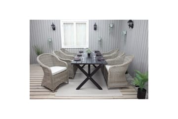 Utendørs møbelgruppe 190 cm Bord & 6 Belize naturlige stoler Svart - Svart - Hagemøbler & utemiljø - Hagegruppe - Spisegrupper hage