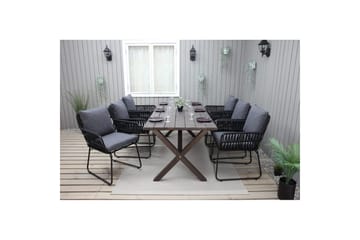 Utendørs møbelgruppe 190 cm Bord & 6 Levanto grå stoler Brun - Brun - Hagemøbler & utemiljø - Hagegruppe - Spisegrupper hage