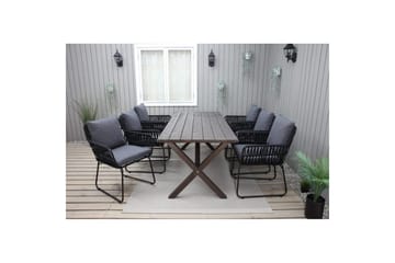 Utendørs møbelgruppe 190 cm Bord & 6 Levanto grå stoler Brun - Brun - Hagemøbler & utemiljø - Hagegruppe - Spisegrupper hage