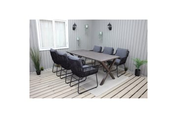 Utendørs møbelgruppe 190 cm Bord & 6 Levanto grå stoler Brun