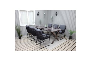 Utendørs møbelgruppe 190 cm Bord & 6 Levanto grå stoler Brun - Brun - Hagemøbler & utemiljø - Hagegruppe - Spisegrupper hage