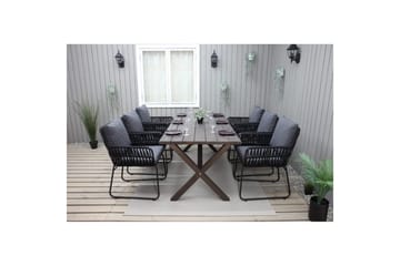 Utendørs møbelgruppe 190 cm Bord & 6 Levanto grå stoler Brun - Brun - Hagemøbler & utemiljø - Hagegruppe - Spisegrupper hage