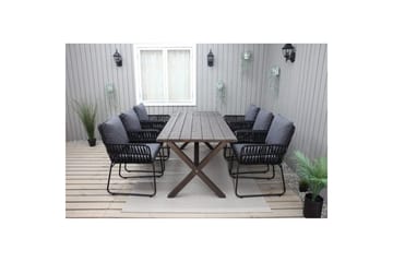 Utendørs møbelgruppe 190 cm Bord & 6 Levanto grå stoler Brun - Brun - Hagemøbler & utemiljø - Hagegruppe - Spisegrupper hage