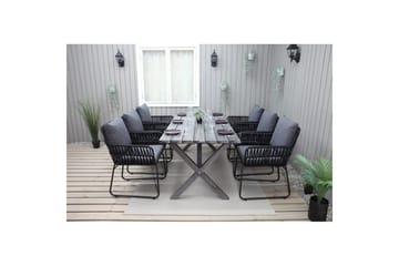 Utendørs møbelgruppe 190 cm Bord & 6 Levanto grå stoler Grå - Grå - Hagemøbler & utemiljø - Hagegruppe - Spisegrupper hage