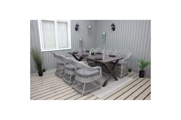 Utendørs møbelgruppe 190 cm Bord & 6 Merida grå stoler Brun - Brun - Hagemøbler & utemiljø - Hagegruppe - Spisegrupper hage